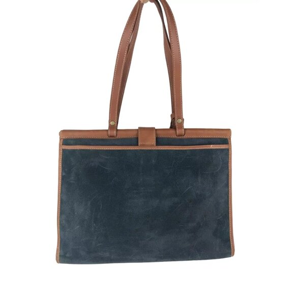 Protocol Womens Blue Brown Leather Inner Zip Pockets Shoulder Strap Bag - Picture 3 of 9